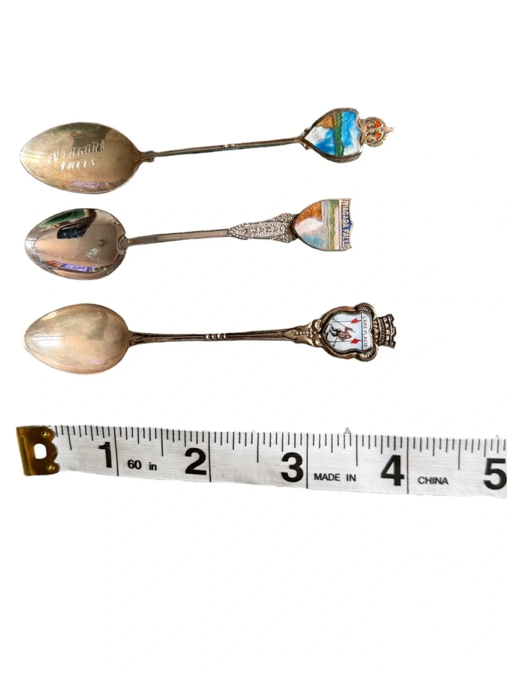 Vintage Silver Souvenir Spoons Set From Niagara Falls, Canada and Lake Placid